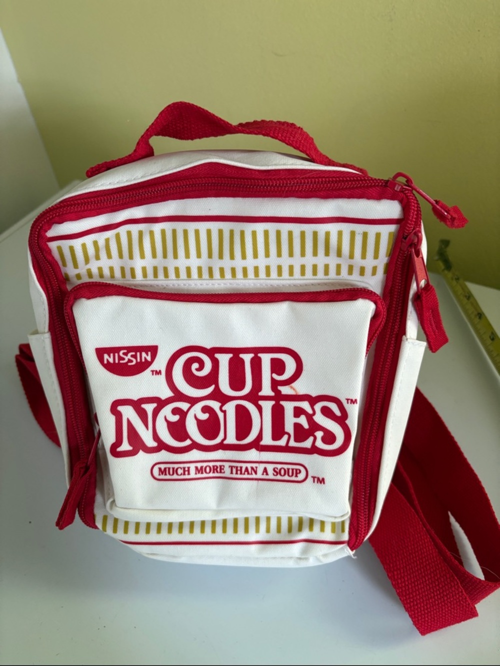 Nissin Cup Noodles Red and White poly Small backpack